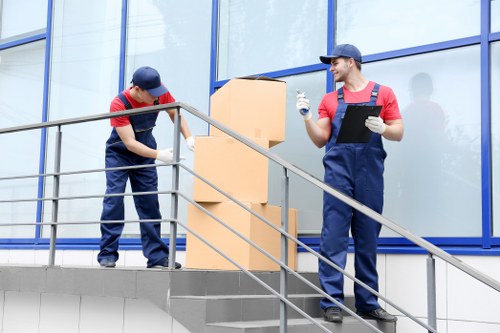 Business inventory organized in short-term storage in Poplar