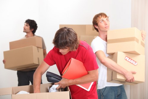 Charity donation items prepared for reuse from storage