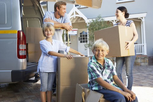 Boxes and furniture packed neatly in a Poplar self storage unit